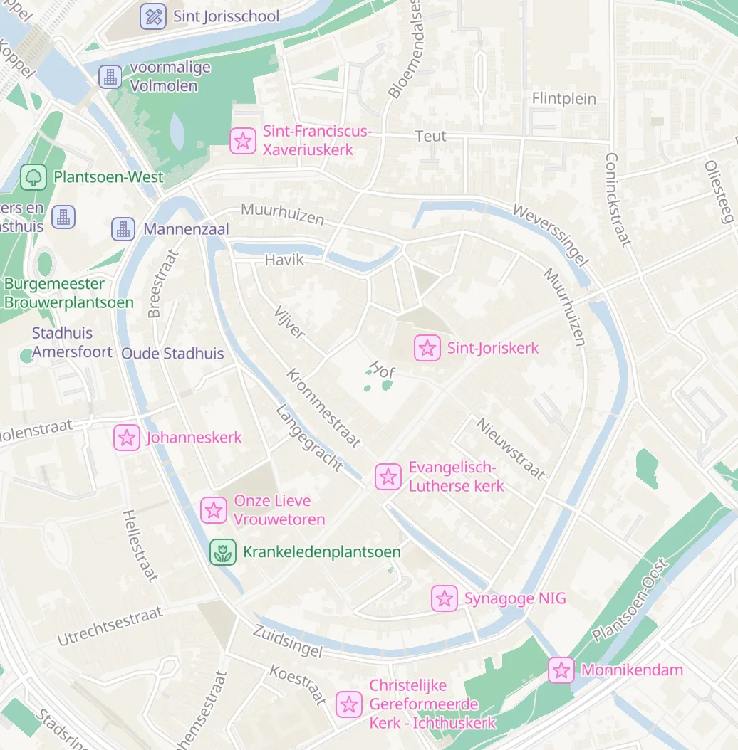 Le parcours dans le vieux centre d’Amersfoort, avec les dix étapes